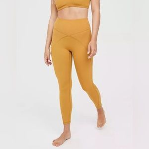 Aerie Mustard Yellow Offline Goals High Waisted Ribbed Legging in Honey